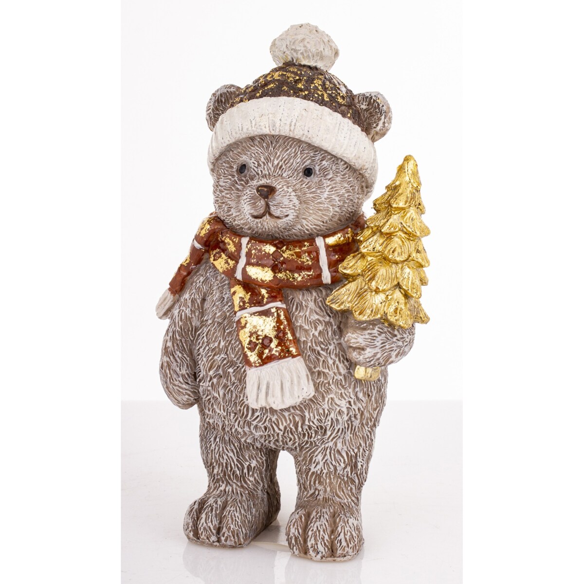 Figurka świąteczna - szary Miś 13,5x7x6 cm CAPELLO z choinką