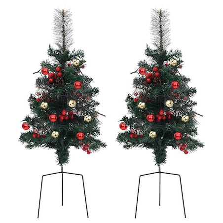 vidaXL Choinki z lampkami do wbicia w ziemię, 2 szt., 76 cm, PVC
