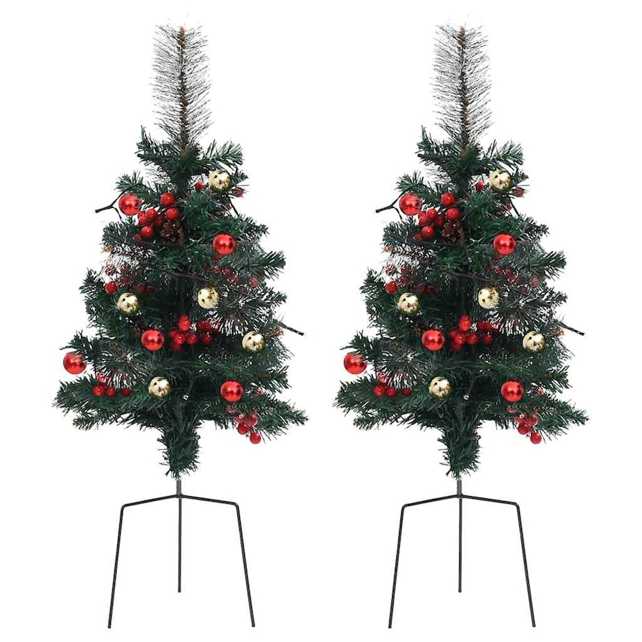 vidaXL Choinki z lampkami do wbicia w ziemię, 2 szt., 76 cm, PVC