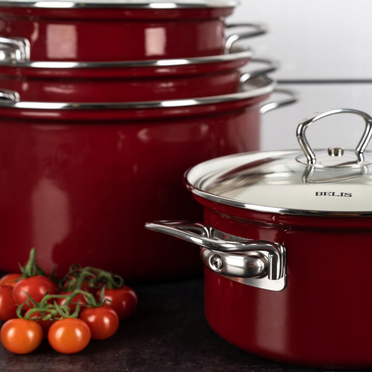 Garnek tradycyjny emaliowany czerwony Belis 20 cm do gotowania CZESKI 3,6L