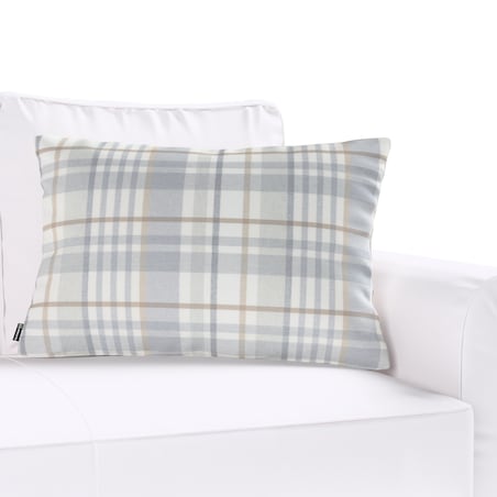 Poszewka Kinga na poduszkę prostokątną 60x40 kratka beżowo-szary melanż