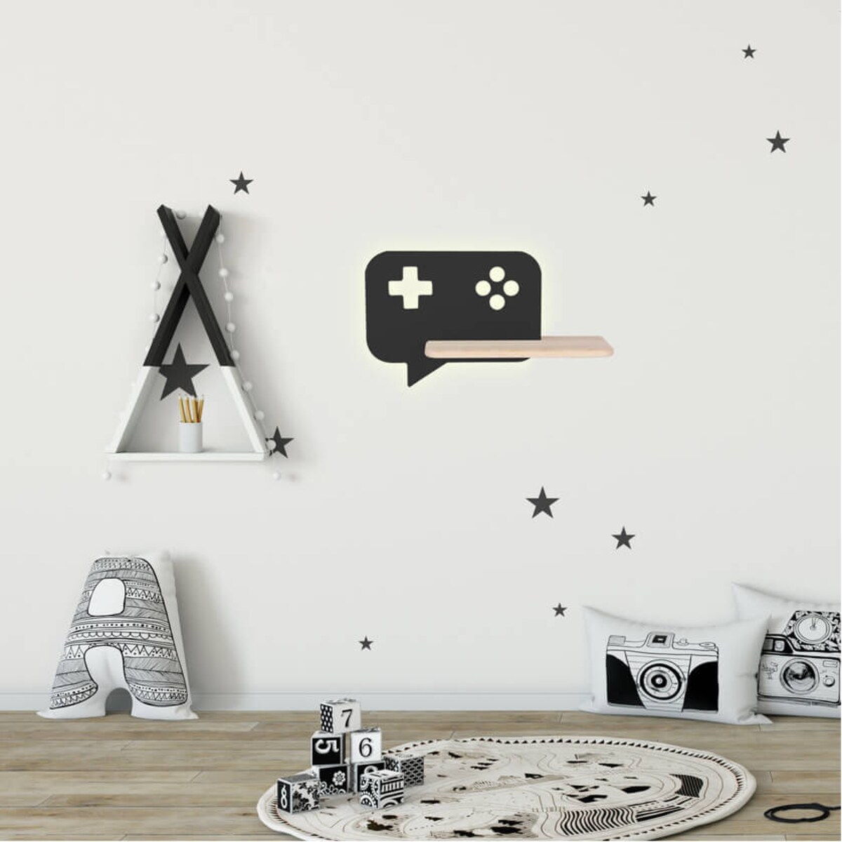 Dziecięcy kinkiet z półką Console 21-19684 Candellux LED 5W 4000K czarny drewno