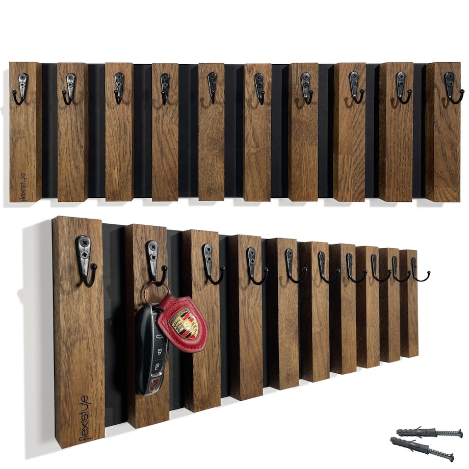 Drewniany wieszak na klucze Lamele 60cm brązowy