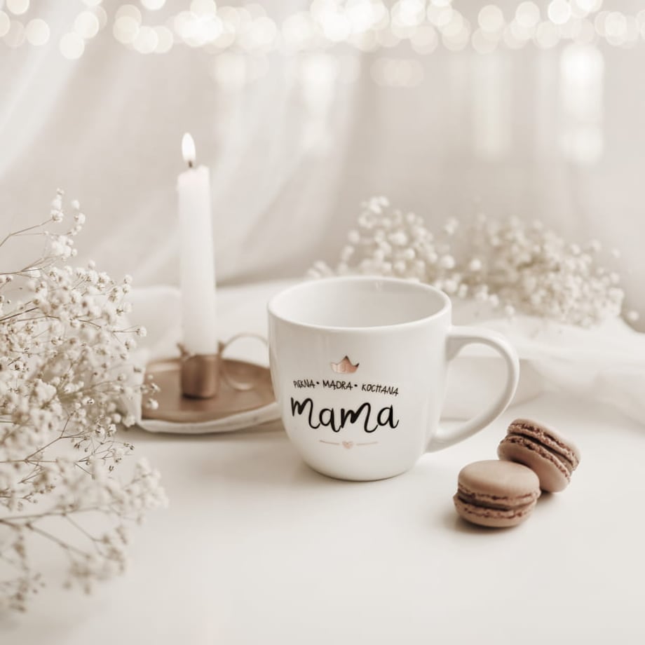 Kubek 300 ml - Piękna, mądra, kochana Mama ZŁOTA KORONA