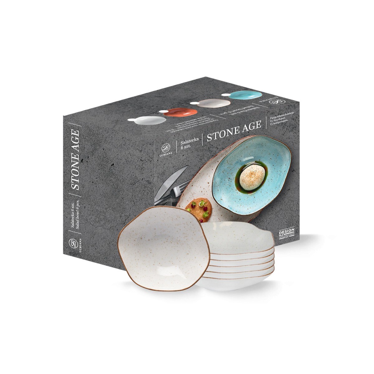 Zestaw 6 salaterek 14 cm Stone Age beżowy LB25 (6833)