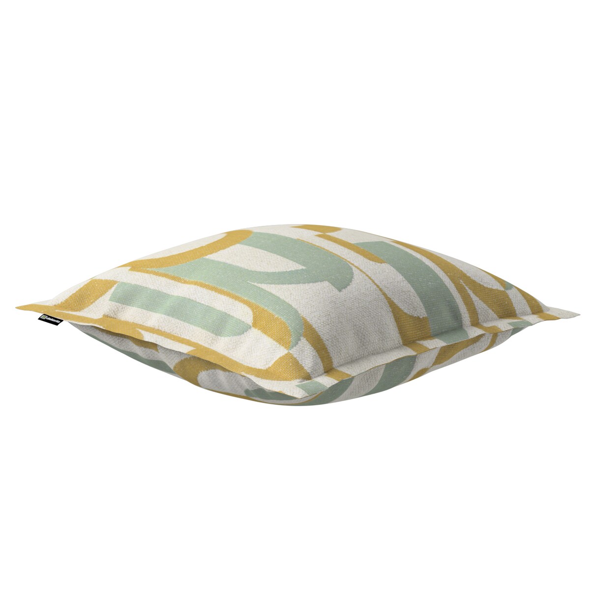 Poszewka Mona na poduszkę 45x45 miętowo-żółte wzory na kremowym tle