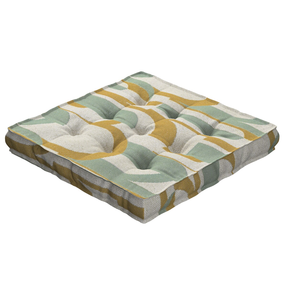 Poduszka na krzesło Kuba, miętowo-żółte wzory na kremowym tle, 50 x 50 x 10 cm, Cosy Home