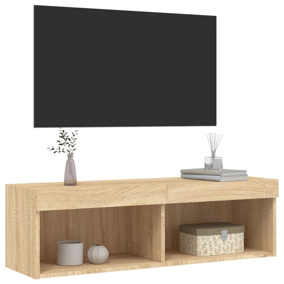 vidaXL Szafka pod TV z oświetleniem LED, dąb sonoma, 100x30x30 cm