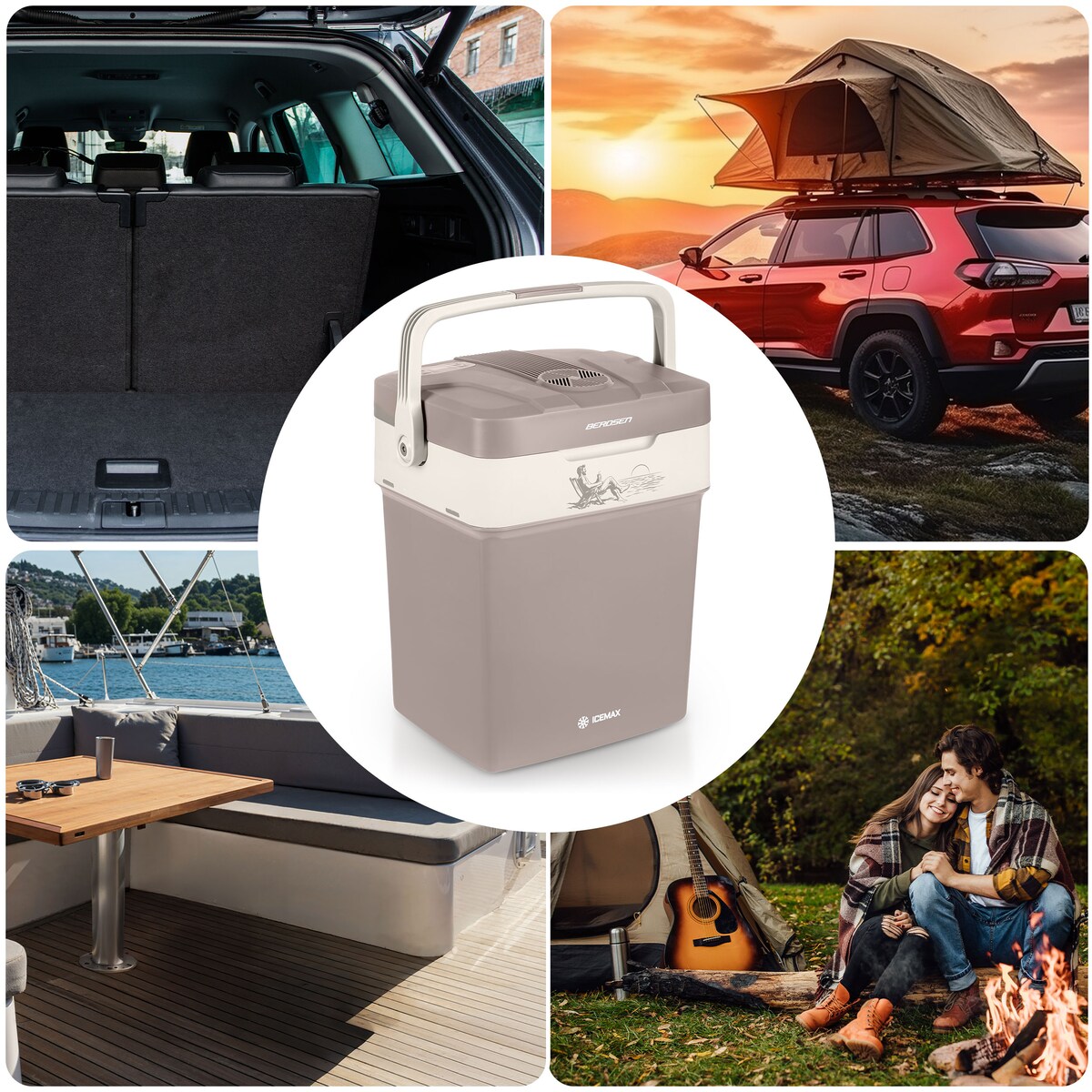 Lodówka turystyczna samochodowa 12V/230V USB funkcja grzania 29l Berdsen