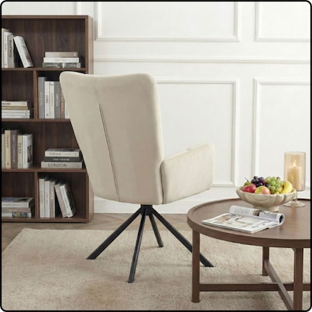 Krzesło tapicerowane obrotowe 180 do salonu jadalni nowoczesne welurowe beżowy