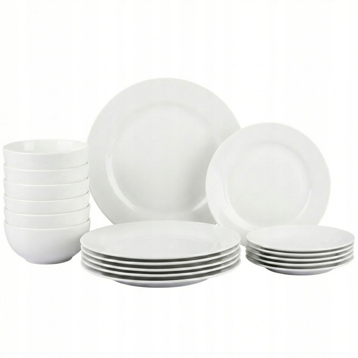 SERWIS OBIADOWY NA 6 OSÓB NOWOCZESNY ZESTAW TALERZY BIAŁY CERAMICZNY 18 el