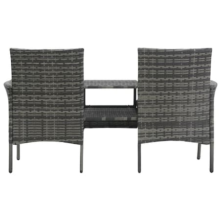 vidaXL Dwuosobowa sofa ogrodowa ze stolikiem, polirattan, antracyt
