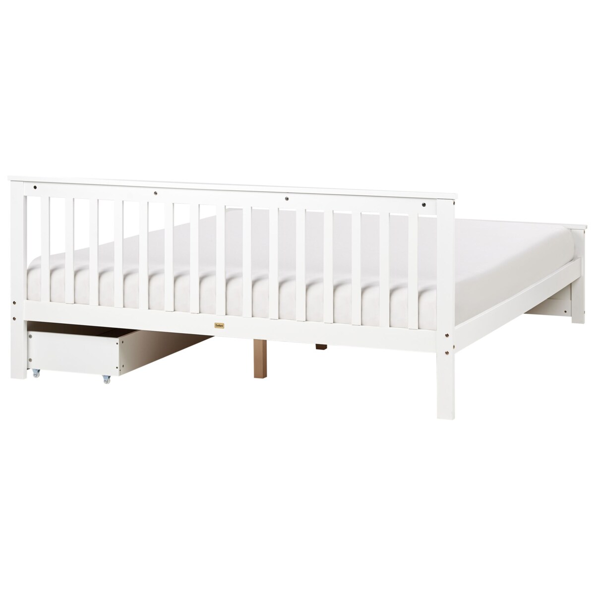 Łóżko ze schowkiem OLENDON 180 x 200 cm Z miejscem do przechowywania Drewno Biały