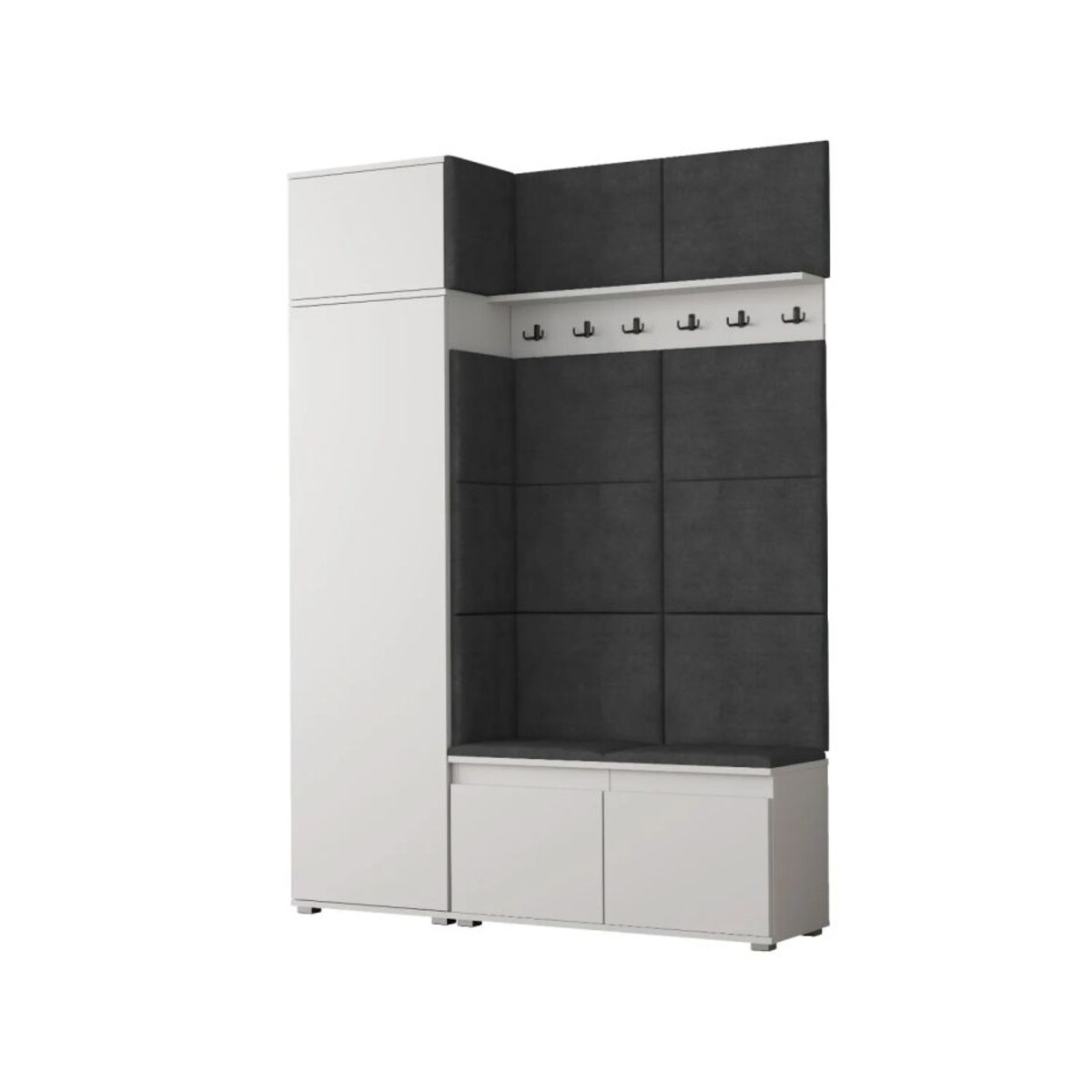 Garderoba z nadstawką i siedziskiem SINGAPUR 154 biała/szara