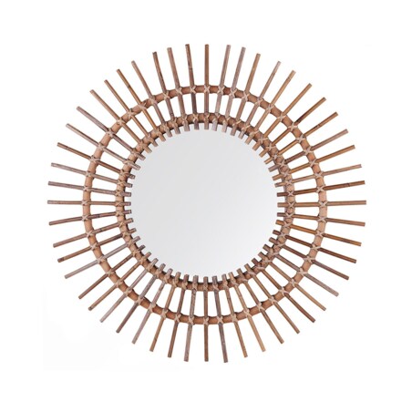 Rattanowe lustro ścienne słońce ø 76 cm brązowe STENEN