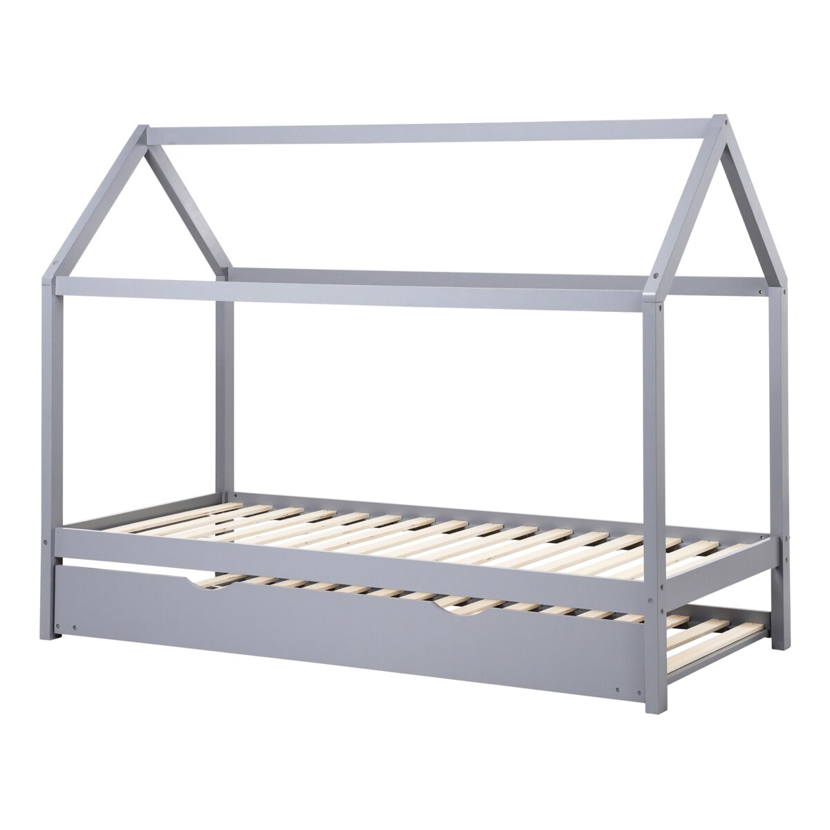 Łóżko wysuwane Drewno sosnowe CRILLON 90 x 200 cm Szary