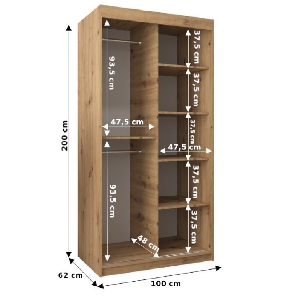 Szafa przesuwna Garderoba PROMO T3 100 biały/biały