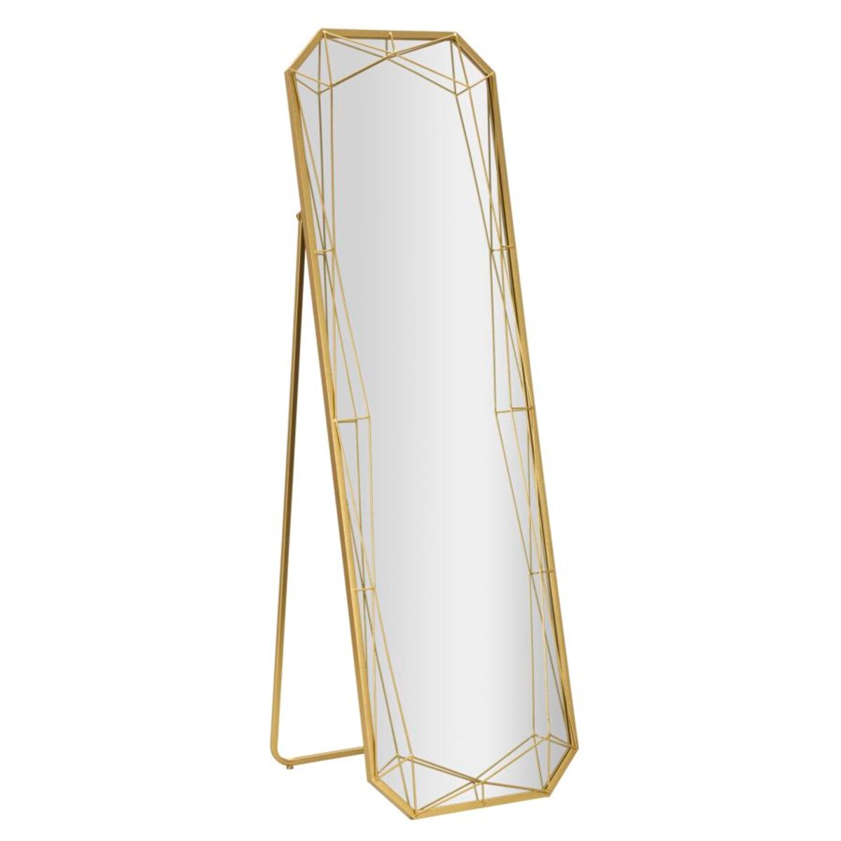Lustro podłogowe, kolor złoty, żelazo i płyta MDF, 46 x 2 x 153 cm, styl glamour, do sypialni i garderoby, Mauro Ferretti