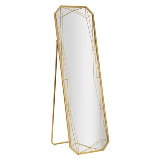 Lustro podłogowe, kolor złoty, żelazo i płyta MDF, 46 x 2 x 153 cm, styl glamour, do sypialni i garderoby, Mauro Ferretti