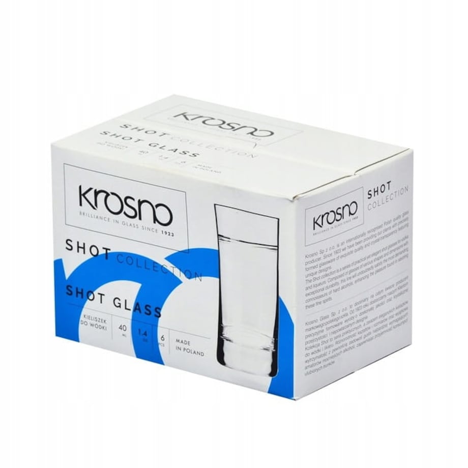Kieliszki do Wódki Shotów Nalewki Krosno 6 szt 40 ml Proste Klasyczne Zestaw