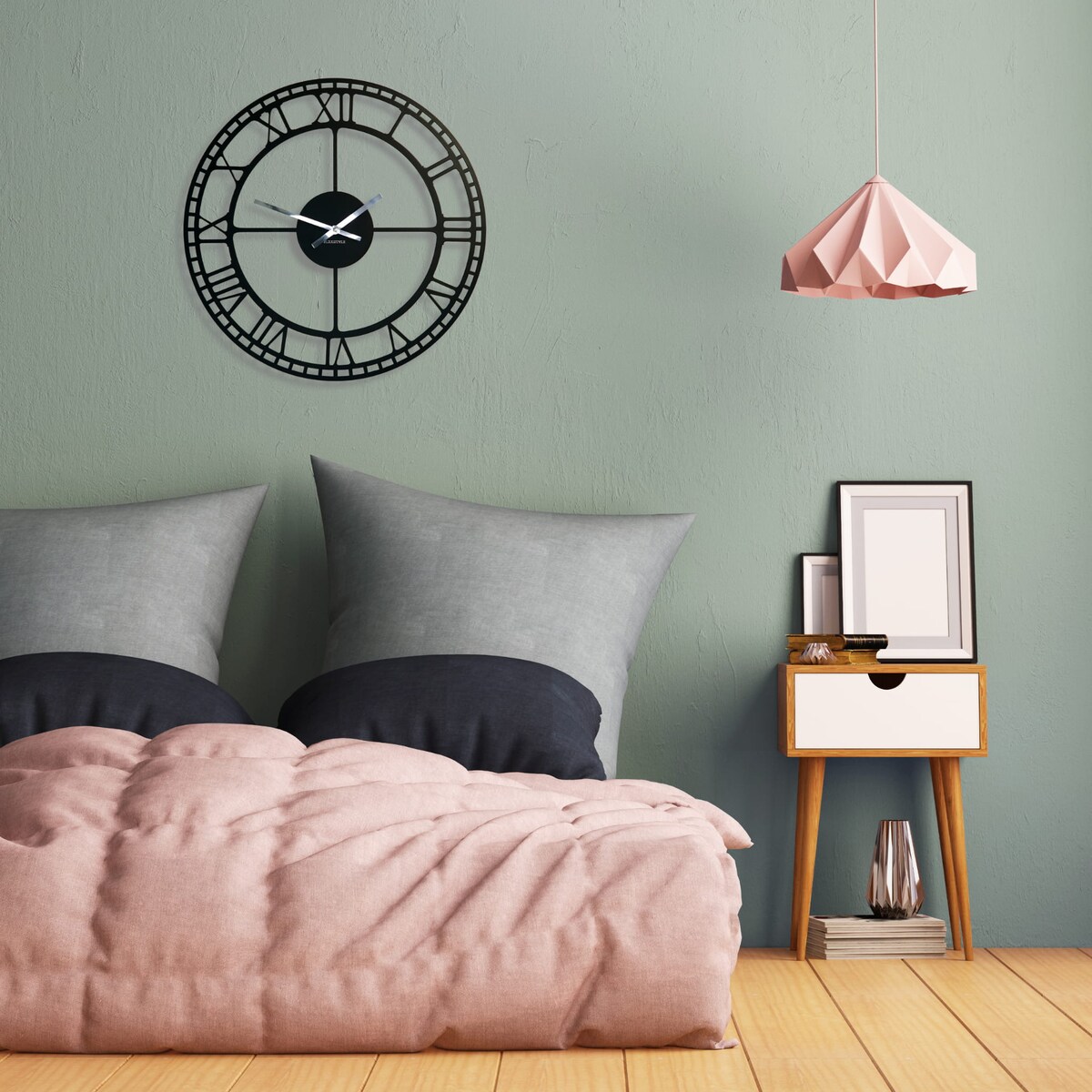 Metalowy zegar ścienny retro czarny 50cm