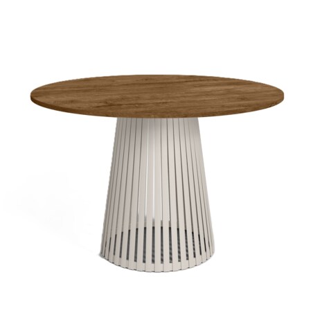 Stół VIV okrągły z lamelami, blat 90 cm dąb lefkas- podstawa kaszmir