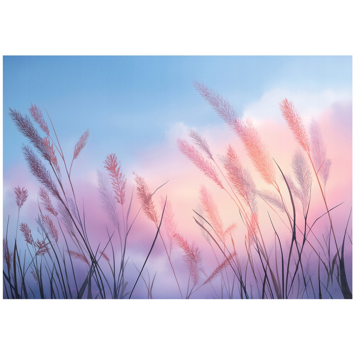 Fototapeta Do Sypialni Salonu Na Flizelinie Trawa Pampasowa Natura Niebieski 300x210