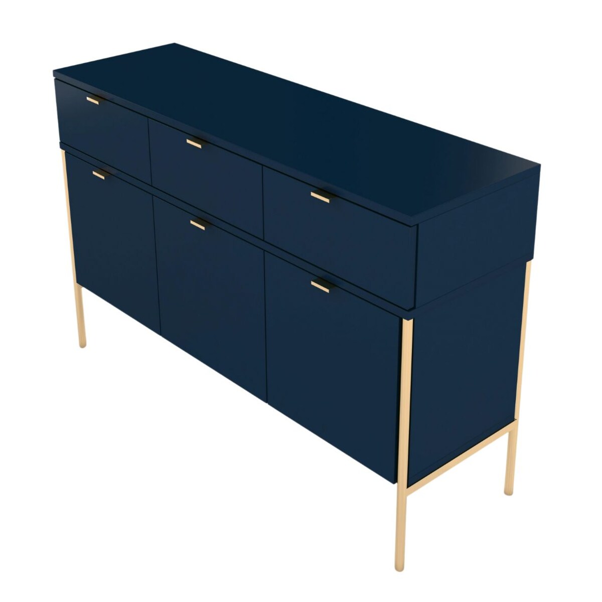 Elegancka granatowa komoda Skandica POLKA na złotych nóżkach