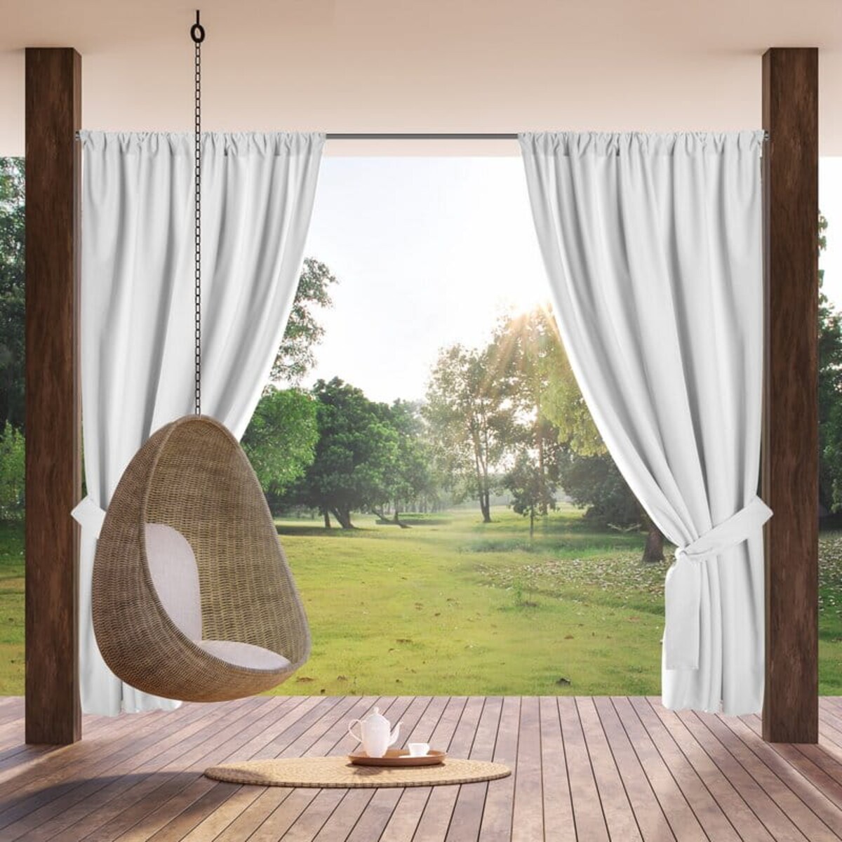 Zasłona Ogrodowa Tarasowa Taras Altana Balkon 155 x 200 Biała Wodoodporna