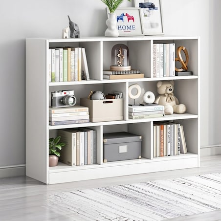 Regał otwarty stojący nowoczesny biały półka szafka komoda 8 półek 100 cm