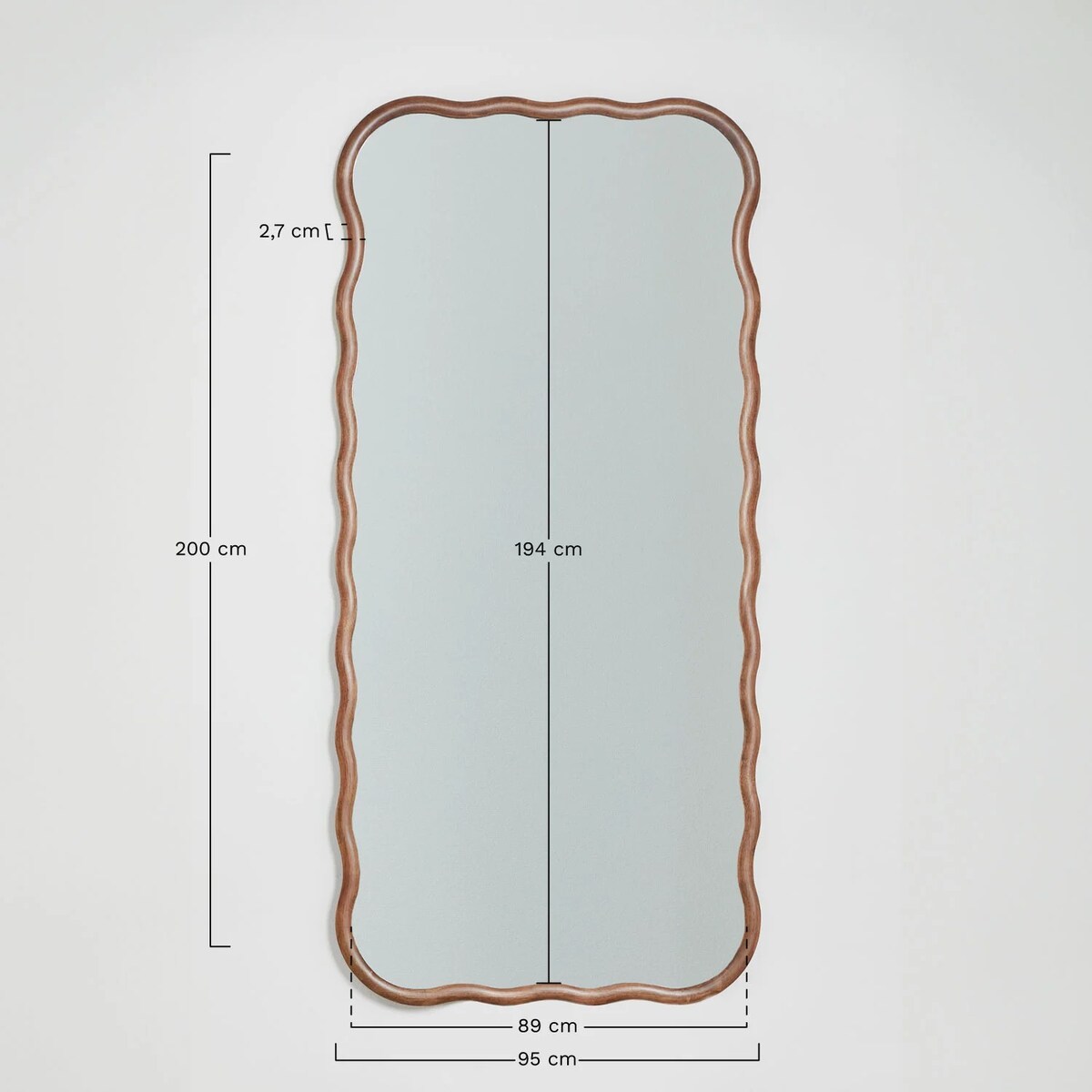 Lustro ścienne z drewna dębowego Aldreu 95x200 cm