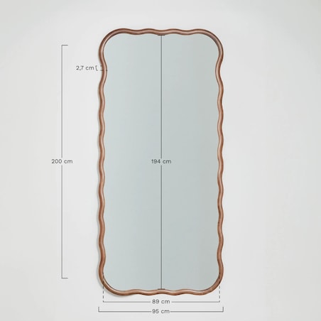 Lustro ścienne z drewna dębowego Aldreu 95x200 cm