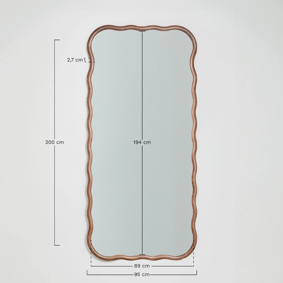 Lustro ścienne z drewna dębowego Aldreu 95x200 cm
