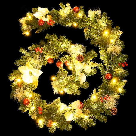 vidaXL Świąteczna girlanda z lampkami LED, zielona, 2,7 m, PVC