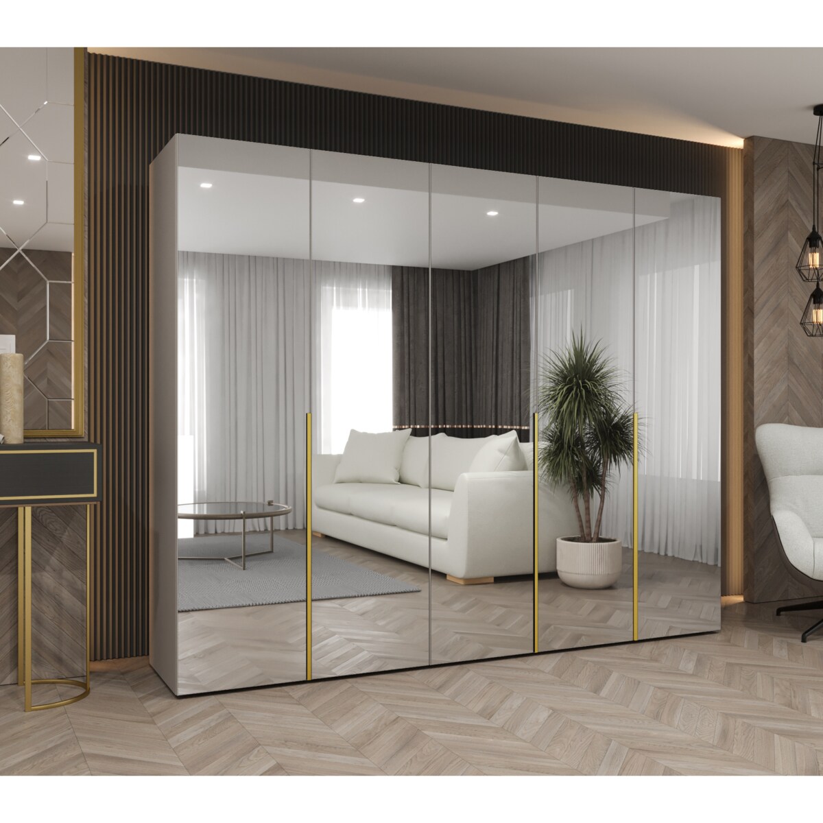 Szafa uchylna otwierana ALICANTE 3 250 wys. 202 cm Kaszmir + u. Złoty