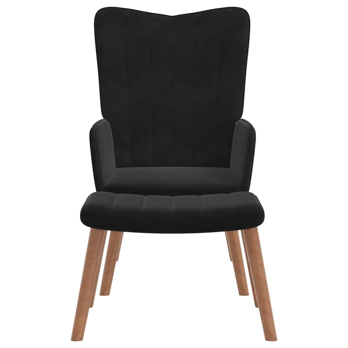 vidaXL Fotel z podnóżkiem, czarny, obity aksamitem