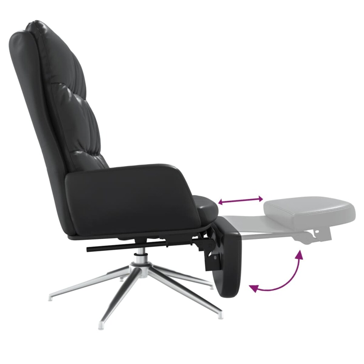 vidaXL Fotel z podnóżkiem, czarny, obity prawdziwą i sztuczną skórą