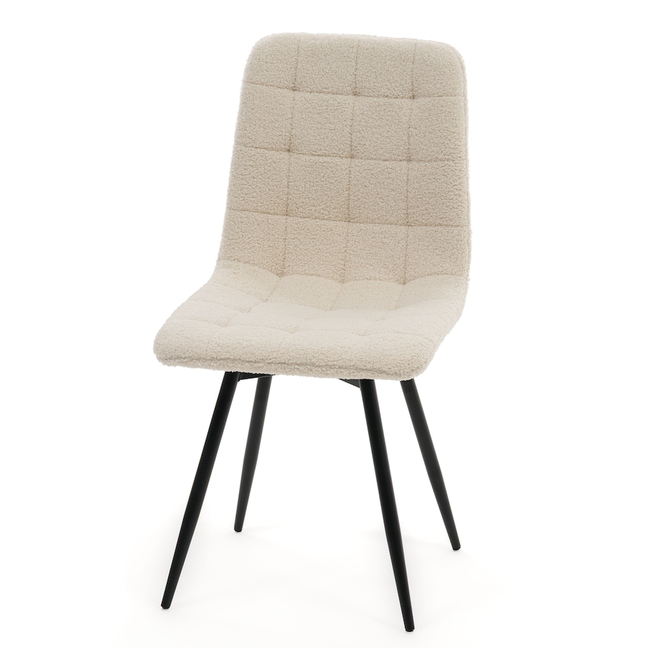 Krzesło tapicerowane obrotowe do salonu ARCO jasnobeżowy boucle