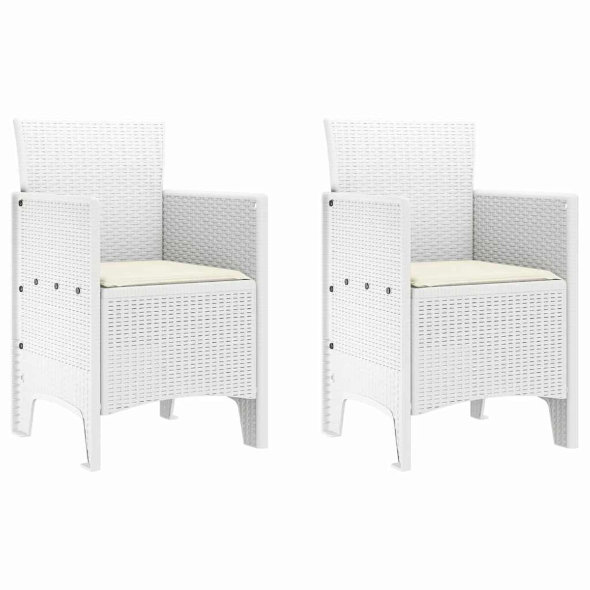 vidaXL Krzesło Ogrodowe 2 pcs Biały 53 x 49 x 85 cm PP