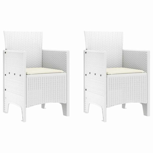 vidaXL Krzesło Ogrodowe 2 pcs Biały 53 x 49 x 85 cm PP