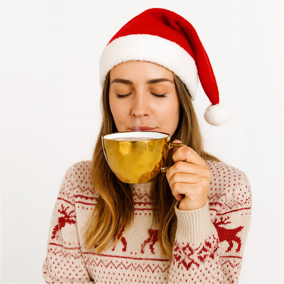 Kubek Z Uchem Świąteczny Porcelanowy Złoty 350 Ml