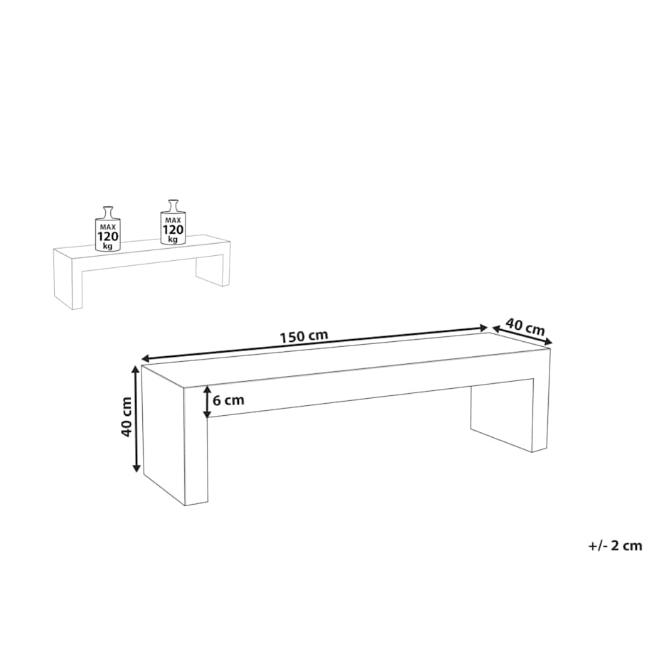 Ławka ogrodowa TARANTO 150 cm Beton Biały