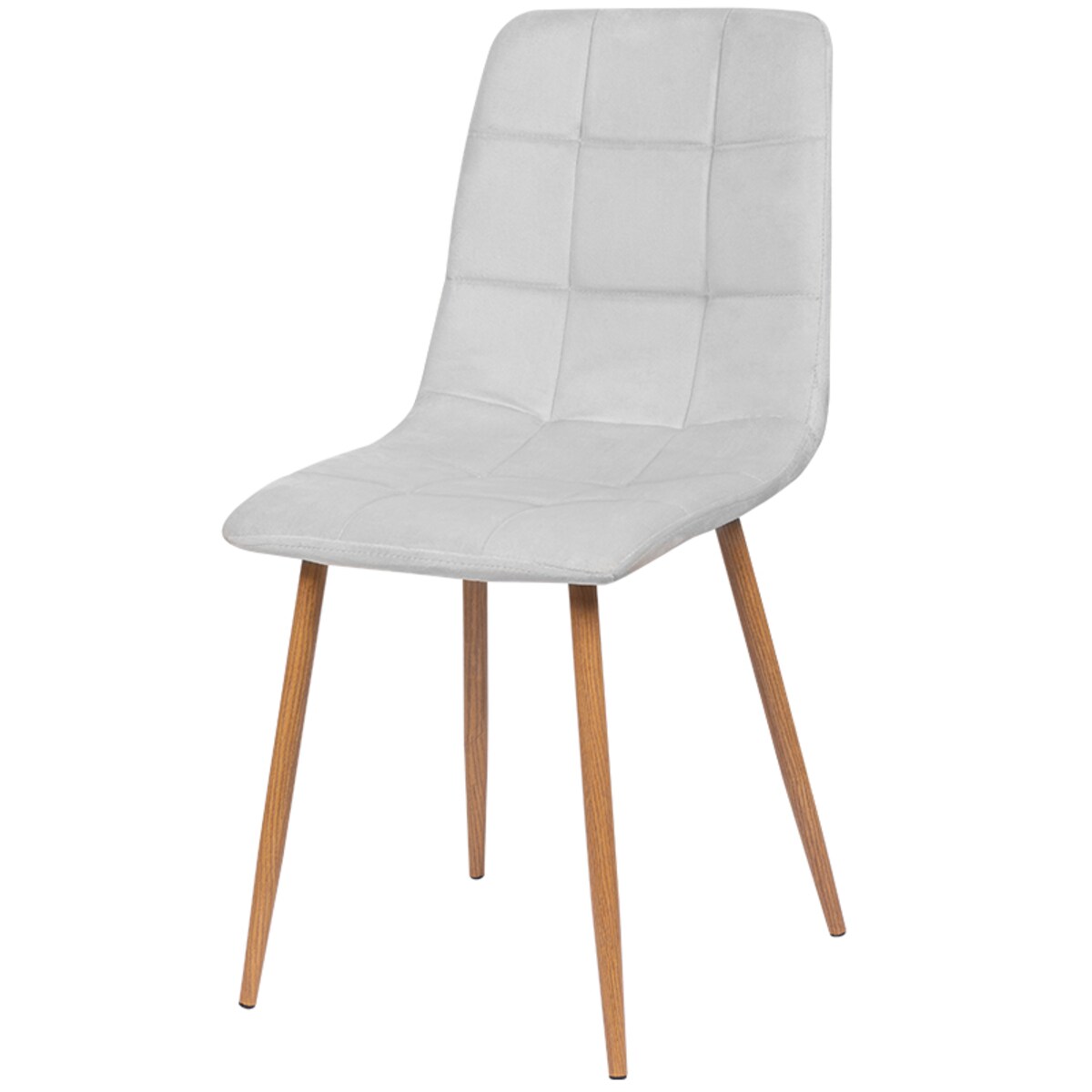 Krzesło tapicerowane do salonu szare welurowe pikowane