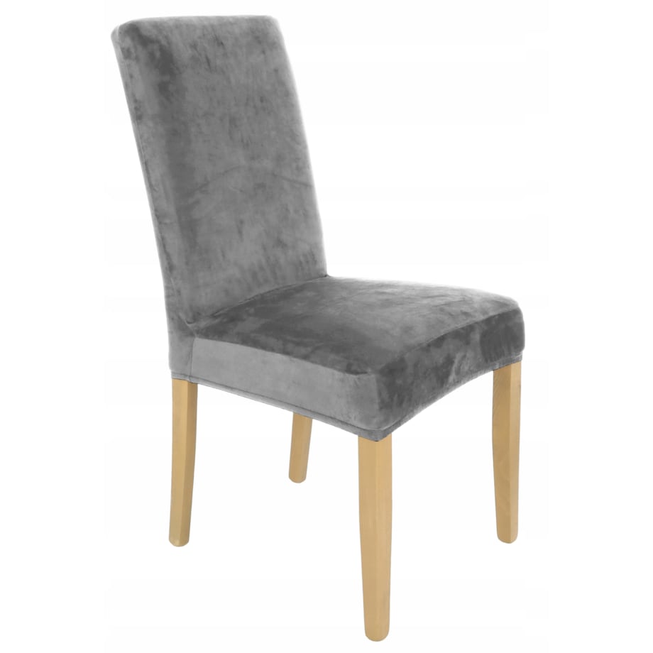 Pokrowiec na krzesło szary welur uniwersalny elastyczny