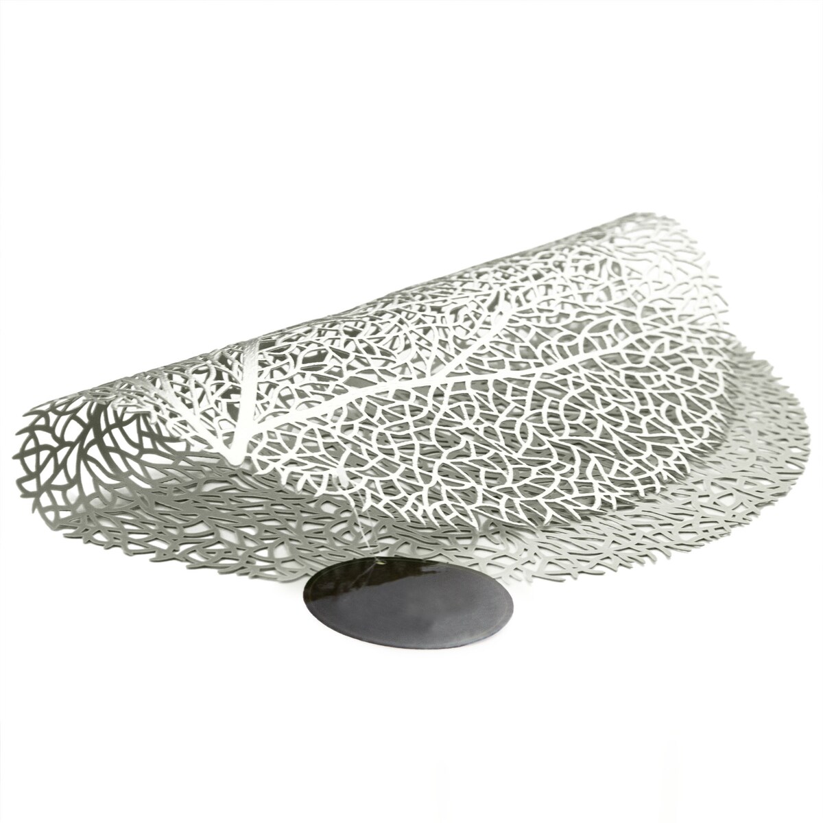 Podkładka Ażurowa Na Stół Mata Stołowa Pod Talerz Ozdoba 38 Cm Drzewo Pvc Srebrna