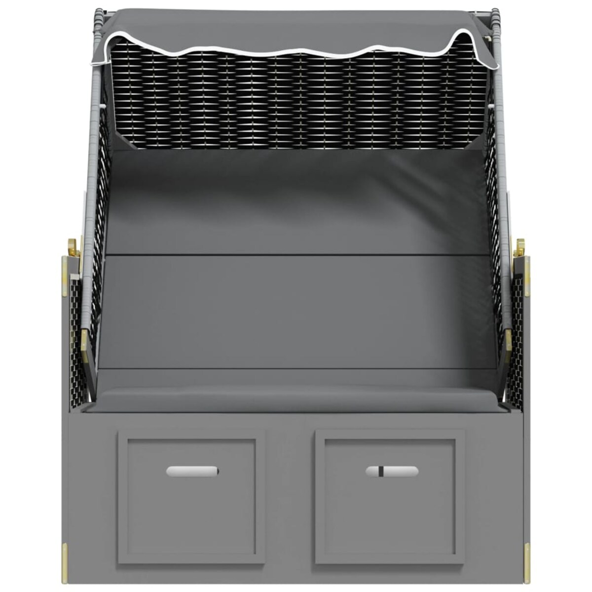 vidaXL Kosz plażowy z zadaszeniem, rattan PE i drewno, antracyt-czerń