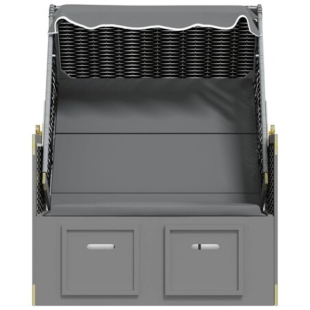 vidaXL Kosz plażowy z zadaszeniem, rattan PE i drewno, antracyt-czerń