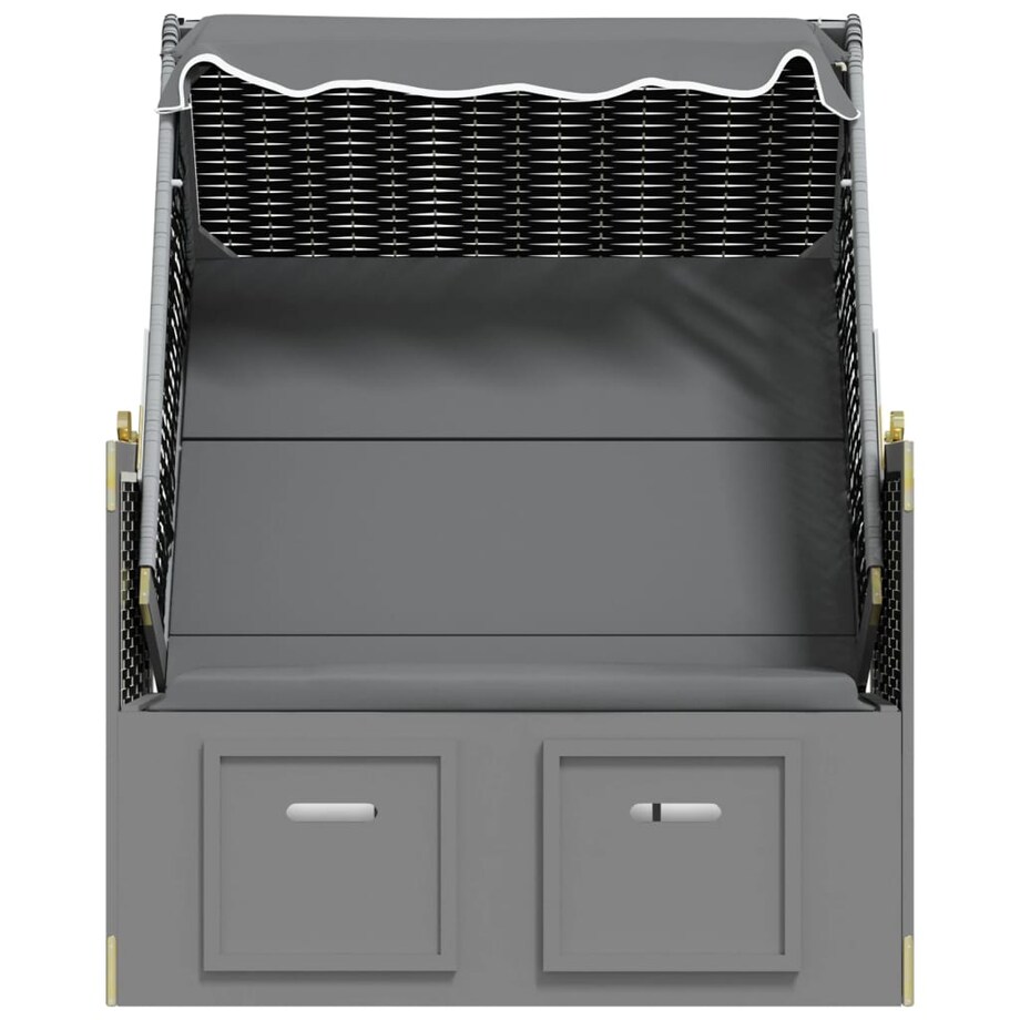 vidaXL Kosz plażowy z zadaszeniem, rattan PE i drewno, antracyt-czerń