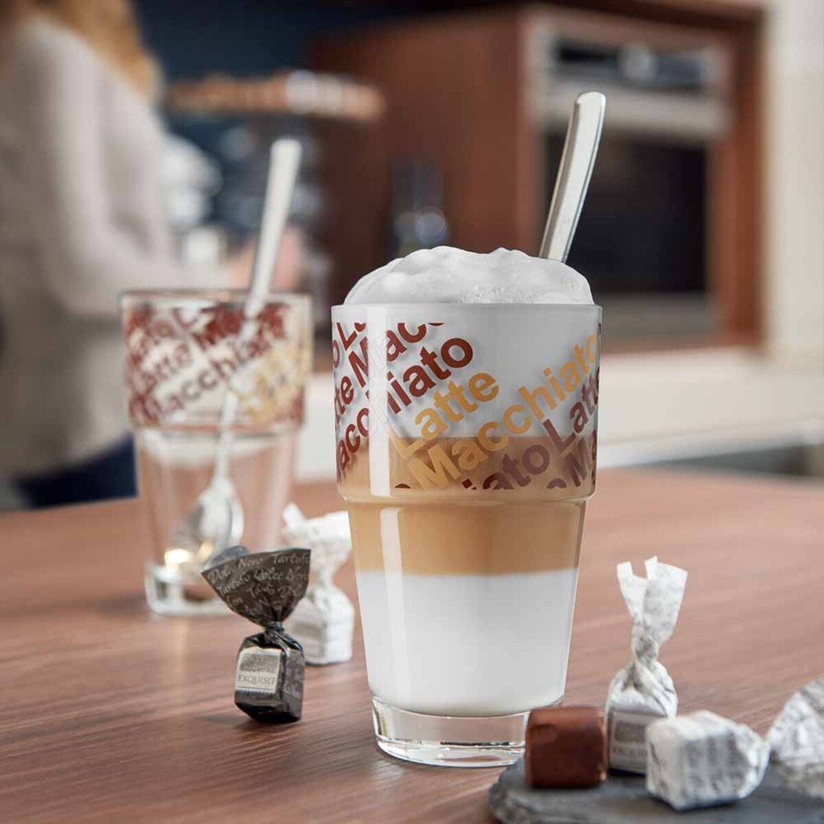 Zestaw 2szklanek z łyżeczkami do Latte Solo - Leonardo