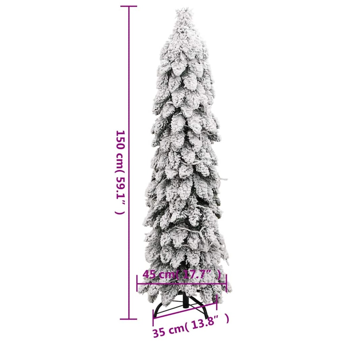 vidaXL Sztuczna choinka z 80 lampkami LED, ośnieżona, 150 cm
